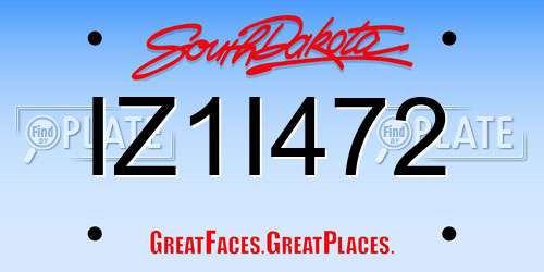 IZ1I472 South Dakota License Plate