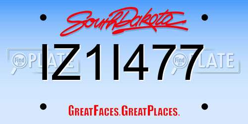 IZ1I477 South Dakota License Plate