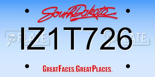 IZ1T726 South Dakota License Plate