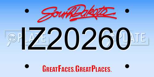 IZ20260 South Dakota License Plate