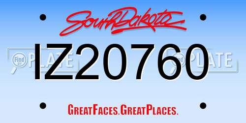 IZ20760 South Dakota License Plate