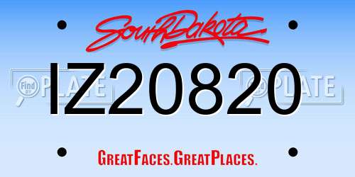 IZ20820 South Dakota License Plate