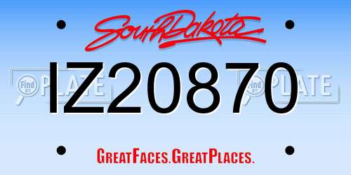 IZ20870 South Dakota License Plate