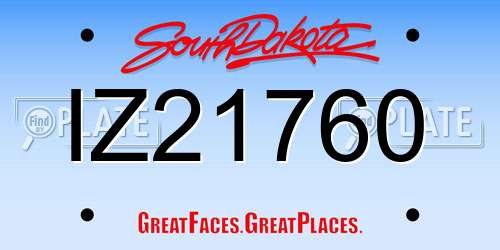 IZ21760 South Dakota License Plate