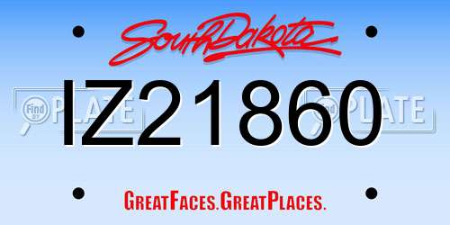 IZ21860 South Dakota License Plate