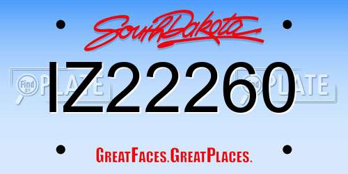 IZ22260 South Dakota License Plate
