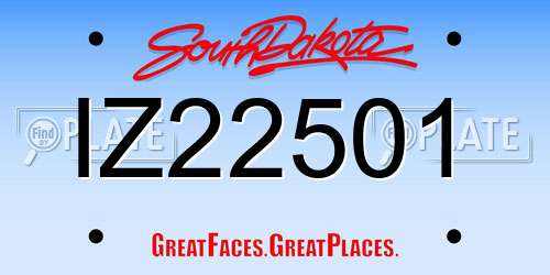 IZ22501 South Dakota License Plate