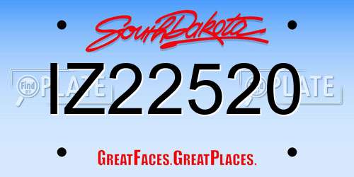 IZ22520 South Dakota License Plate