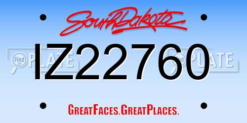 IZ22760 South Dakota License Plate