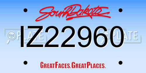 IZ22960 South Dakota License Plate