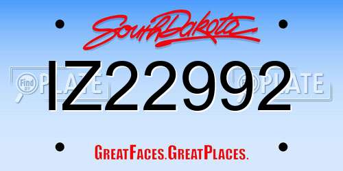 IZ22992 South Dakota License Plate