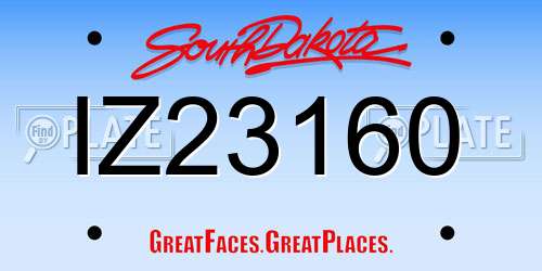 IZ23160 South Dakota License Plate