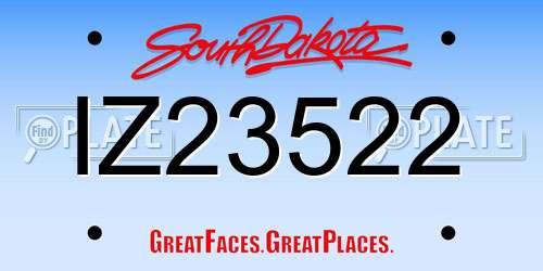 IZ23522 South Dakota License Plate