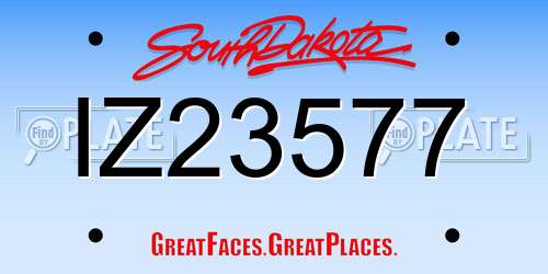 IZ23577 South Dakota License Plate