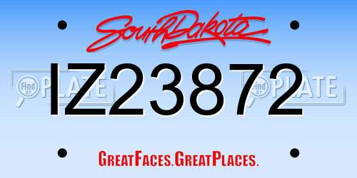IZ23872 South Dakota License Plate