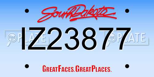 IZ23877 South Dakota License Plate