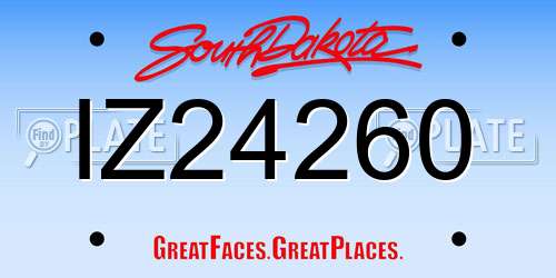 IZ24260 South Dakota License Plate