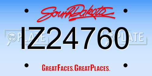 IZ24760 South Dakota License Plate