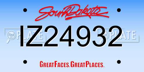 IZ24932 South Dakota License Plate