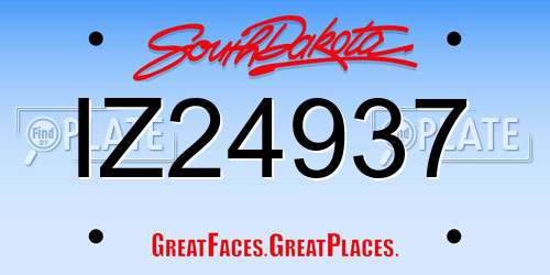 IZ24937 South Dakota License Plate