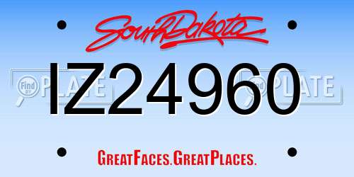 IZ24960 South Dakota License Plate