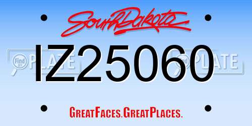 IZ25060 South Dakota License Plate