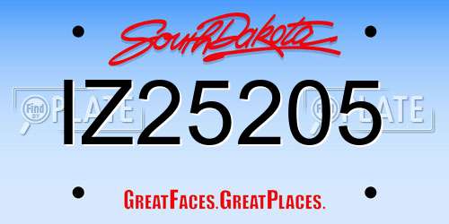 IZ25205 South Dakota License Plate