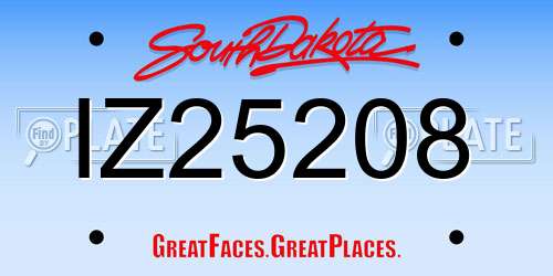 IZ25208 South Dakota License Plate
