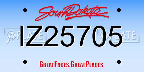 IZ25705 South Dakota License Plate