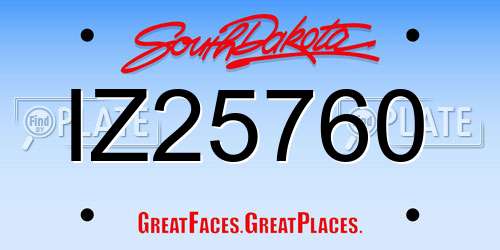 IZ25760 South Dakota License Plate