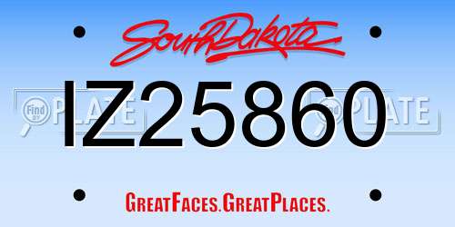 IZ25860 South Dakota License Plate