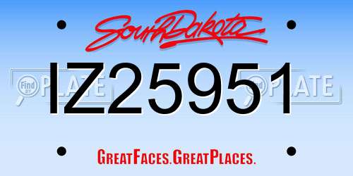 IZ25951 South Dakota License Plate