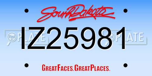 IZ25981 South Dakota License Plate