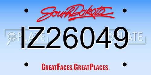 IZ26049 South Dakota License Plate