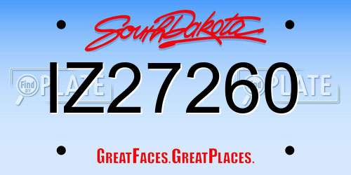 IZ27260 South Dakota License Plate