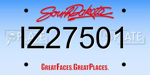 IZ27501 South Dakota License Plate