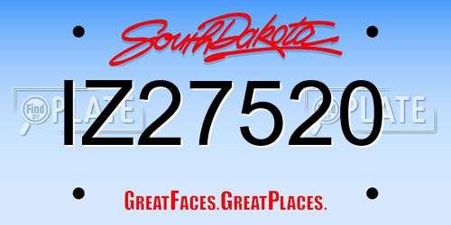 IZ27520 South Dakota License Plate