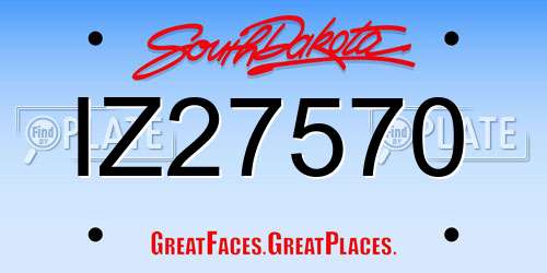 IZ27570 South Dakota License Plate