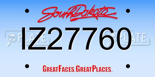 IZ27760 South Dakota License Plate