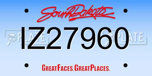 IZ27960 South Dakota License Plate