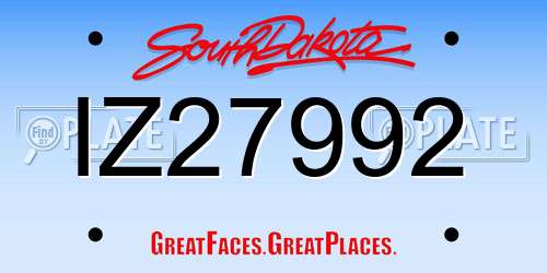 IZ27992 South Dakota License Plate