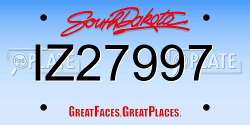 IZ27997 South Dakota License Plate