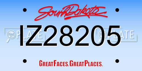 IZ28205 South Dakota License Plate