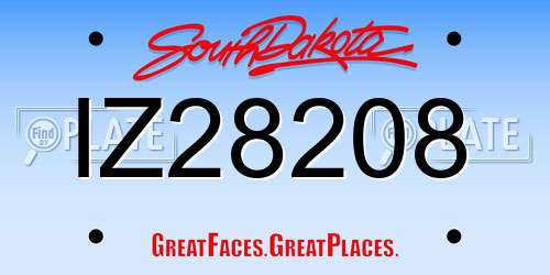 IZ28208 South Dakota License Plate