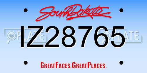 IZ28765 South Dakota License Plate