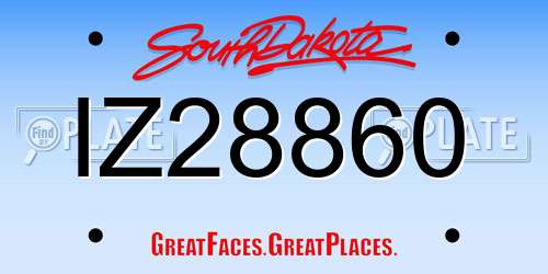IZ28860 South Dakota License Plate