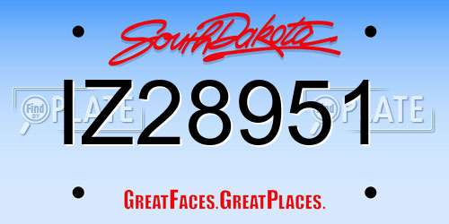 IZ28951 South Dakota License Plate