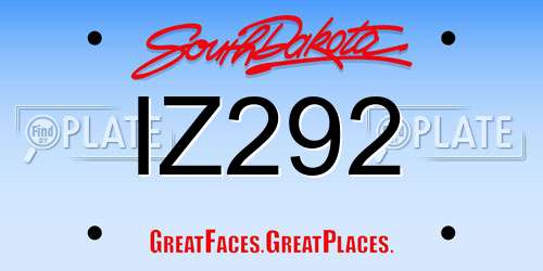 IZ292 South Dakota License Plate