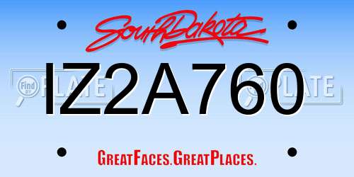 IZ2A760 South Dakota License Plate