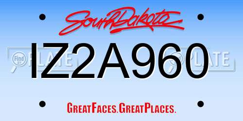 IZ2A960 South Dakota License Plate